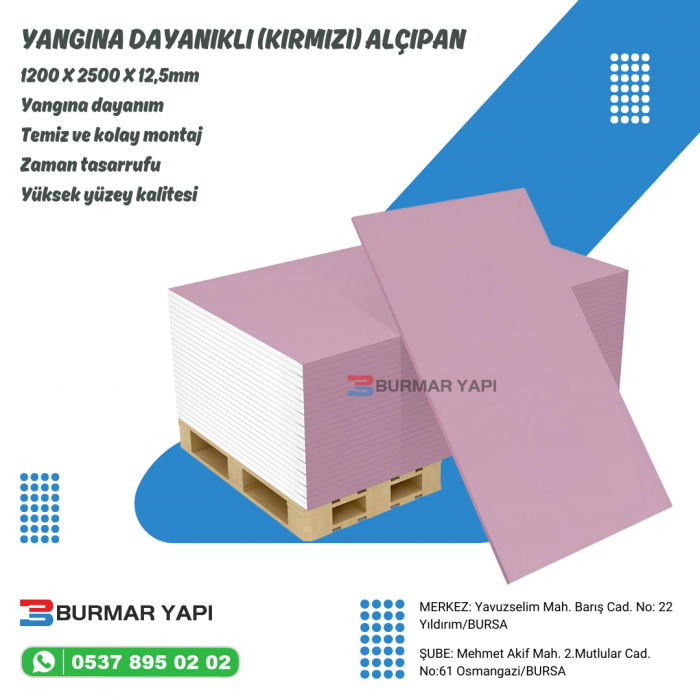 Kırmızı Alçıpan (Yangına Dayanıklı Alçıpan) Fiyatları 2026 Kırmızı Alçıpan (Yangına Dayanıklı Alçıpan) Fiyatları 2026